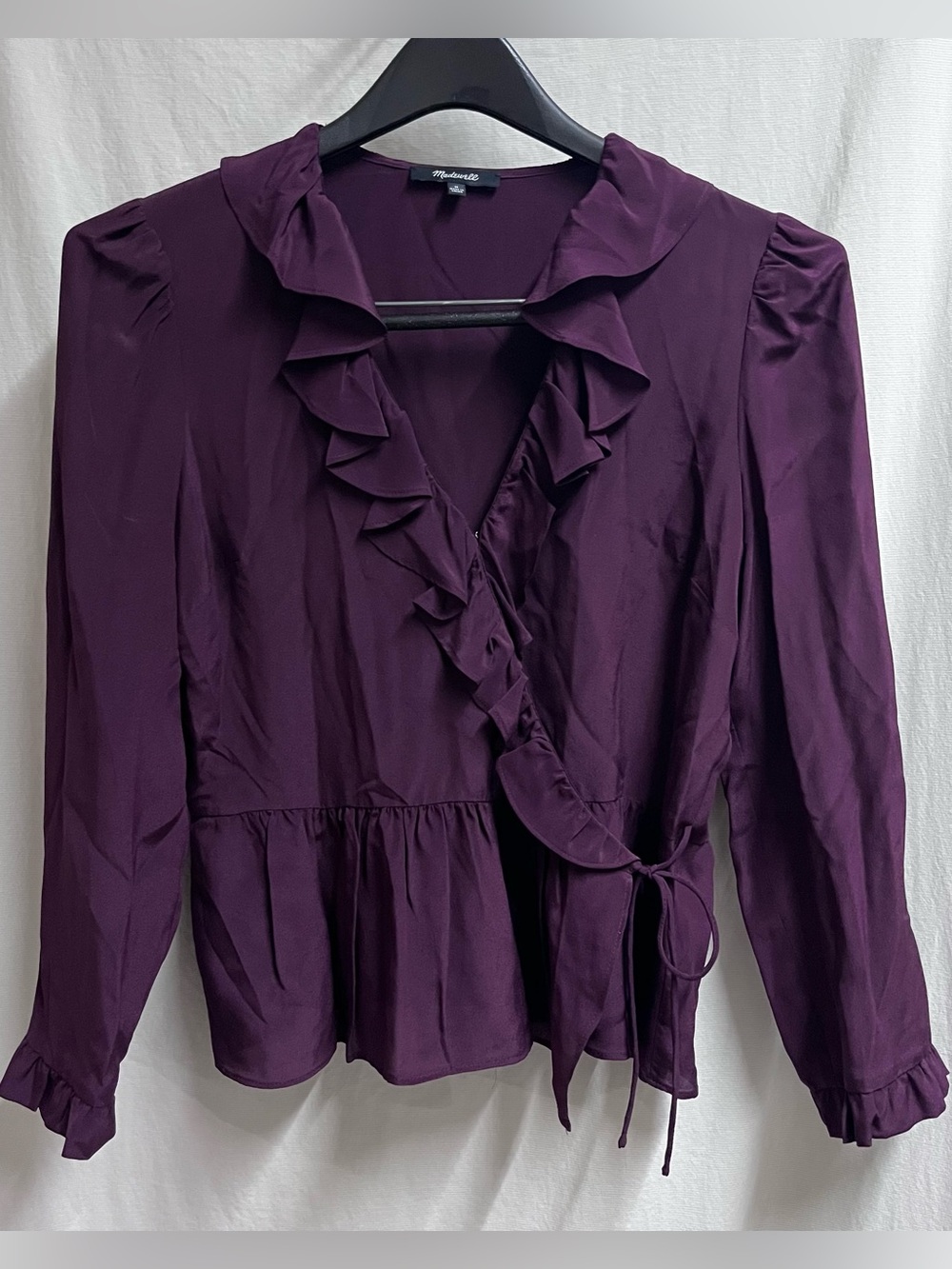 Madewell Purple Ruffled Wrap Blouse - Women's Top